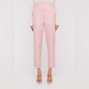 NWT SCANLAN THEODORE LEATHER SLIM CROP TROUSER PINK